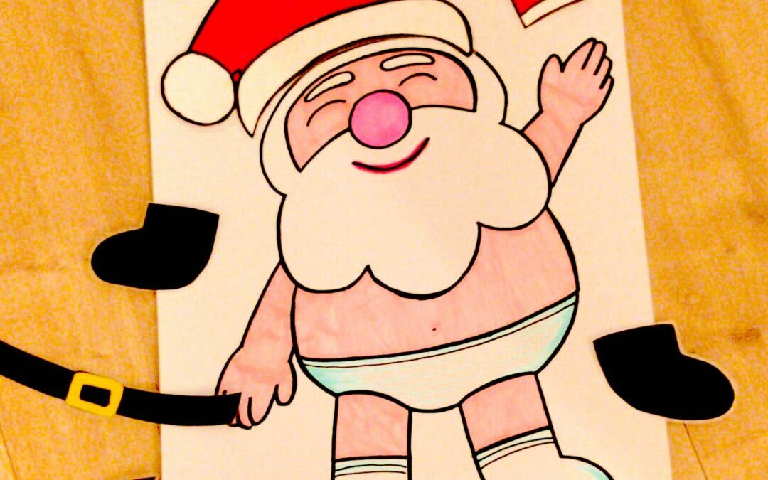 disegno di babbo Natale da realizzare con ritagli colorati