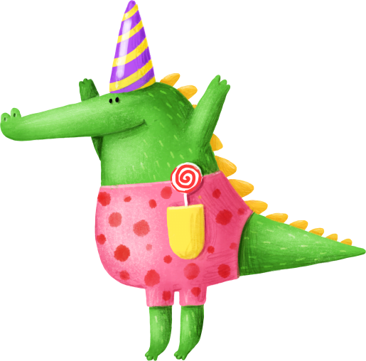 disegno di un coccodrillo che festeggia